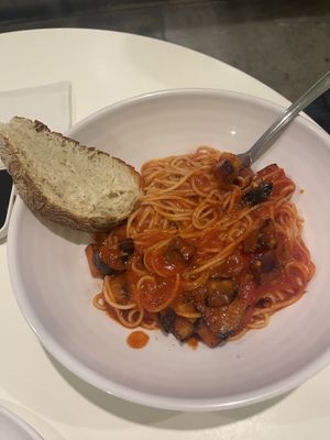 Spaghetti Eggplant Arrabiata  at Mama Says in Torrance