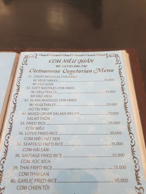 Menu at Am Thuc Chay Com Nieu Quan  in My Tho