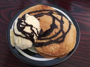 Delicious vegan pancakes and icecream at Veggie Vibez in Ashton Under Lyne