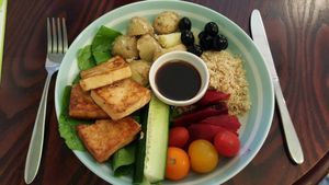 Buddha Bowl with tofu and sweet soy sauce. at Veggie Vibez in Ashton Under Lyne