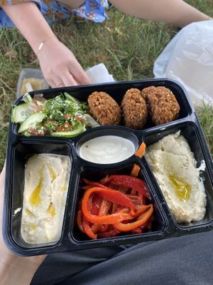 fallafel plate, eggplant dip instead of cheese   at Happy Break in Issy-les-moulineaux