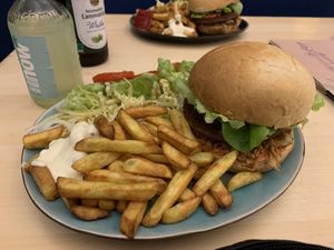 Burger and chips at Veganel in Nuremberg