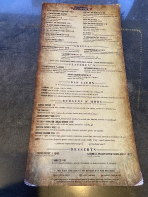 Menu - just 4 items labeled as vegan   at Barrel Republic in Carlsbad