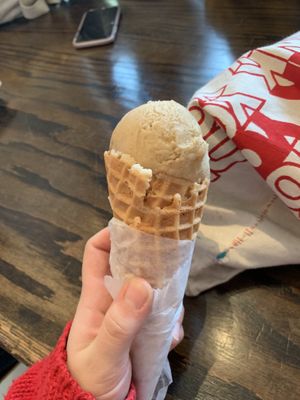 Vegan pumpkin spice in a cone at Charm School in Richmond
