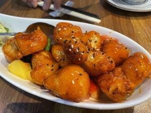 Sweet and sour monkey head mushrooms😄 at Oriental Vegetarian 東方素 in Hong Kong Island
