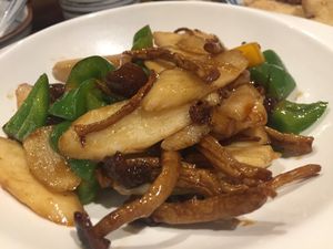 Mushroom and Chinese Yam stir-fry at Oriental Vegetarian 東方素 in Hong Kong Island