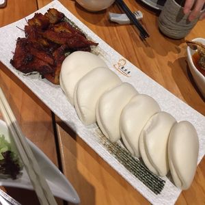 BBQ pork. Yum at Oriental Vegetarian 東方素 in Hong Kong Island