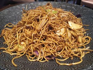 Mushroom noodles at Oriental Vegetarian 東方素 in Hong Kong Island