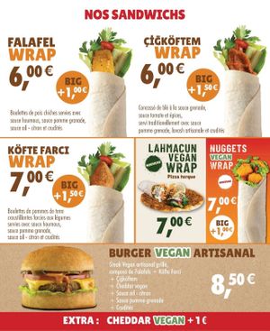 Menu  at Cigköftem in Lyon