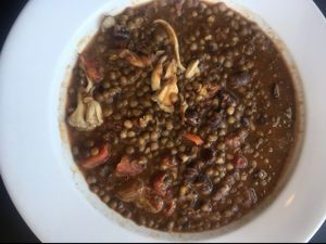lobster mushroom and lentil chili at Ground Breaker Gastropub  in Portland