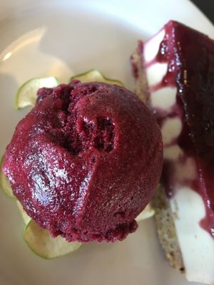 One of their seasonal desserts, cheesecake with gelato at Ground Breaker Gastropub  in Portland