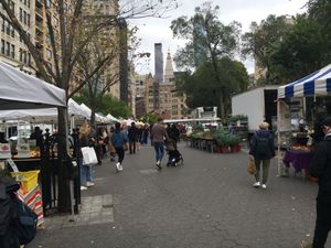 View of some of the many vendors at Union Square Market. at Farmer's Market - Union Square in New York City