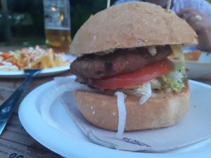 Vegan cheese burger at Cebrian in Zaragoza