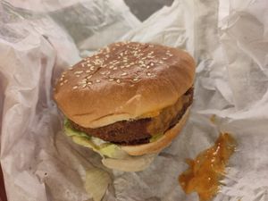 Vegan buffalo burger at MAX - Vasagatan in Stockholm