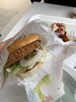 “Chicken” burger (way more tasty than the “beef”)  at MAX - Vasagatan in Stockholm