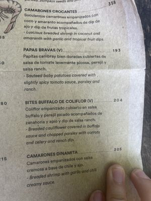 Menu Papas y cauliflor  at La Playita in Bacalar