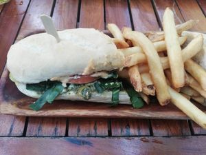 Pesto sandwich at La Playita in Bacalar