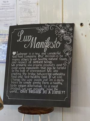 Luv burger’s mission! at Luv Burger in Nosara