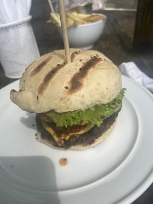 Classic burger at Luv Burger in Nosara