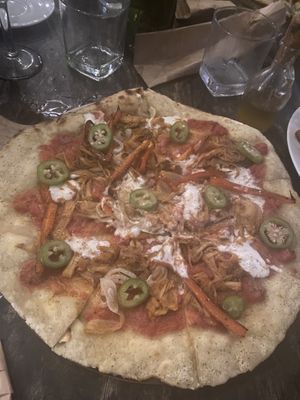 Mexicano bbq pizza  at Luv Burger in Nosara