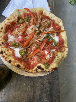 The Mexi Pizza. Two enthusiastic Thumbs up. at Luv Burger in Nosara