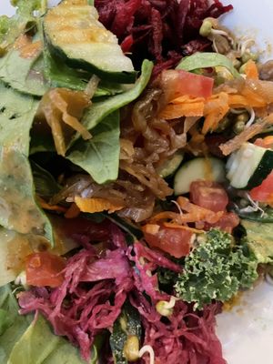 Innards of the Big Salad at Luv Burger in Nosara