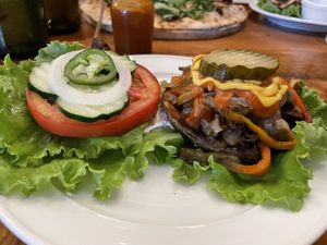 Philly Cheese as-is with a lettuce “bun" at Luv Burger in Nosara