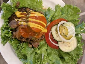Philly Cheese with lettuce in place of bun😍⚡️ at Luv Burger in Nosara