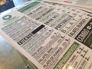 menu at Luv Burger in Nosara