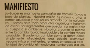 Manifiesto at Luv Burger in Nosara