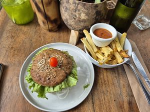 Onion Melt Burger at Luv Burger in Nosara