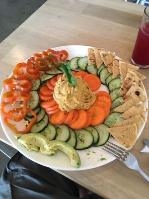 Hummus platter (ate a couple of pieces) at Luv Burger in Nosara