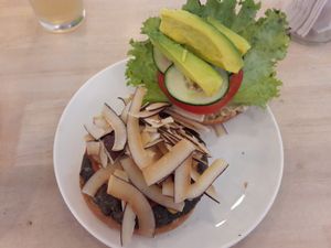 bacon coco burger at Luv Burger in Nosara