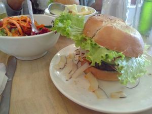 Cocobacon Burger at Luv Burger in Nosara