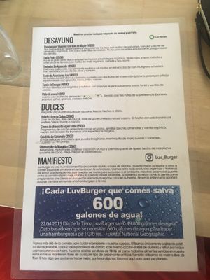 Menu 2018.09.21 at Luv Burger in Nosara