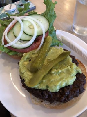 Holy Guacamole burger at Luv Burger in Nosara