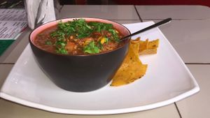 BEAN AND SOJA CHILLI at Luv Burger in Nosara