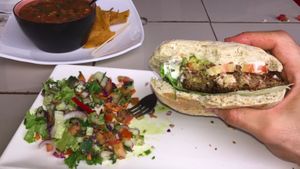 BURGER AND SALAD at Luv Burger in Nosara