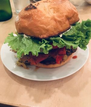 Phillycheese burger at Luv Burger in Nosara