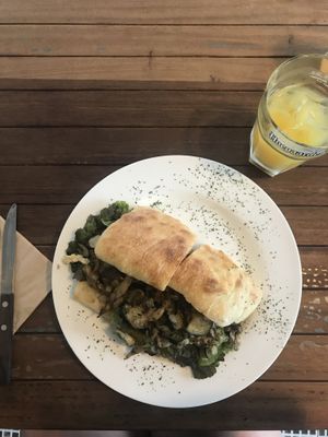 The sandwich and orange juice at The Bakers Table - 더베이커스테이블 in Seoul