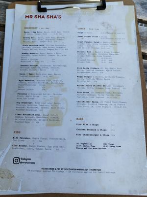 New menu for Mr Sha Sha's at The Glass Onion Society in Long Jetty