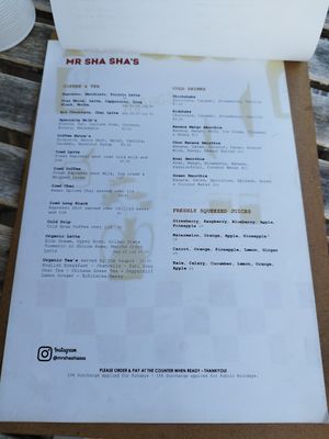 Menu page 2 at The Glass Onion Society in Long Jetty