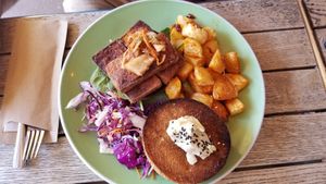 Tofu burger at Komuniti in Long Jetty