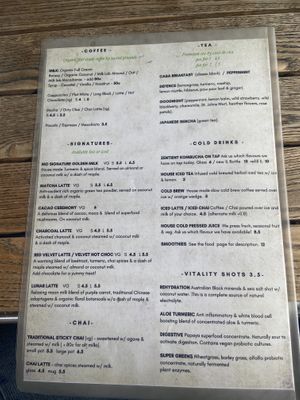Menu at Komuniti in Long Jetty