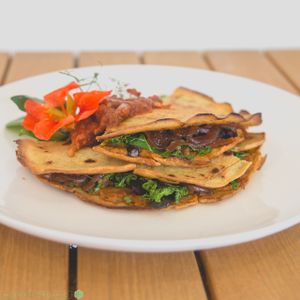 vegan quesadillas  at Komuniti in Long Jetty