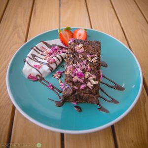 vegan brownie - all desserts made on premises  at Komuniti in Long Jetty