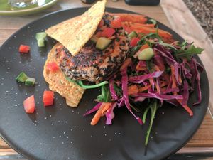 Veggie Burger at Komuniti in Long Jetty