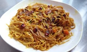Pan-Fried Rice Stick Mixed Veggie in Red and Yellow Curry Leaf (Non-Spicy or Spicy, Gluten-Free, Seasonal and Limited) (Lunch) at Raw Chefs Cafe in Kowloon