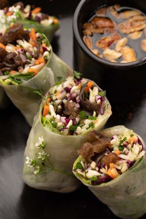 Vegan Spring rolls.
 at Bo & Zin in Marrakech