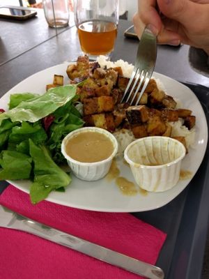 tofu satay sauce. simple but actually very tasty  at Chic Planete in Avignon